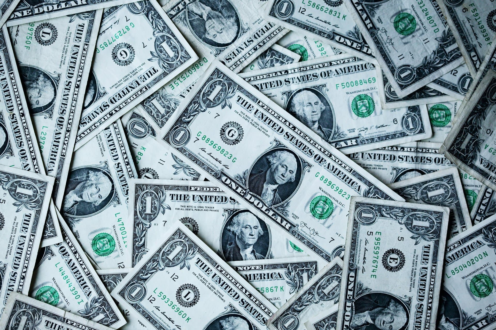 spread of dollar bills