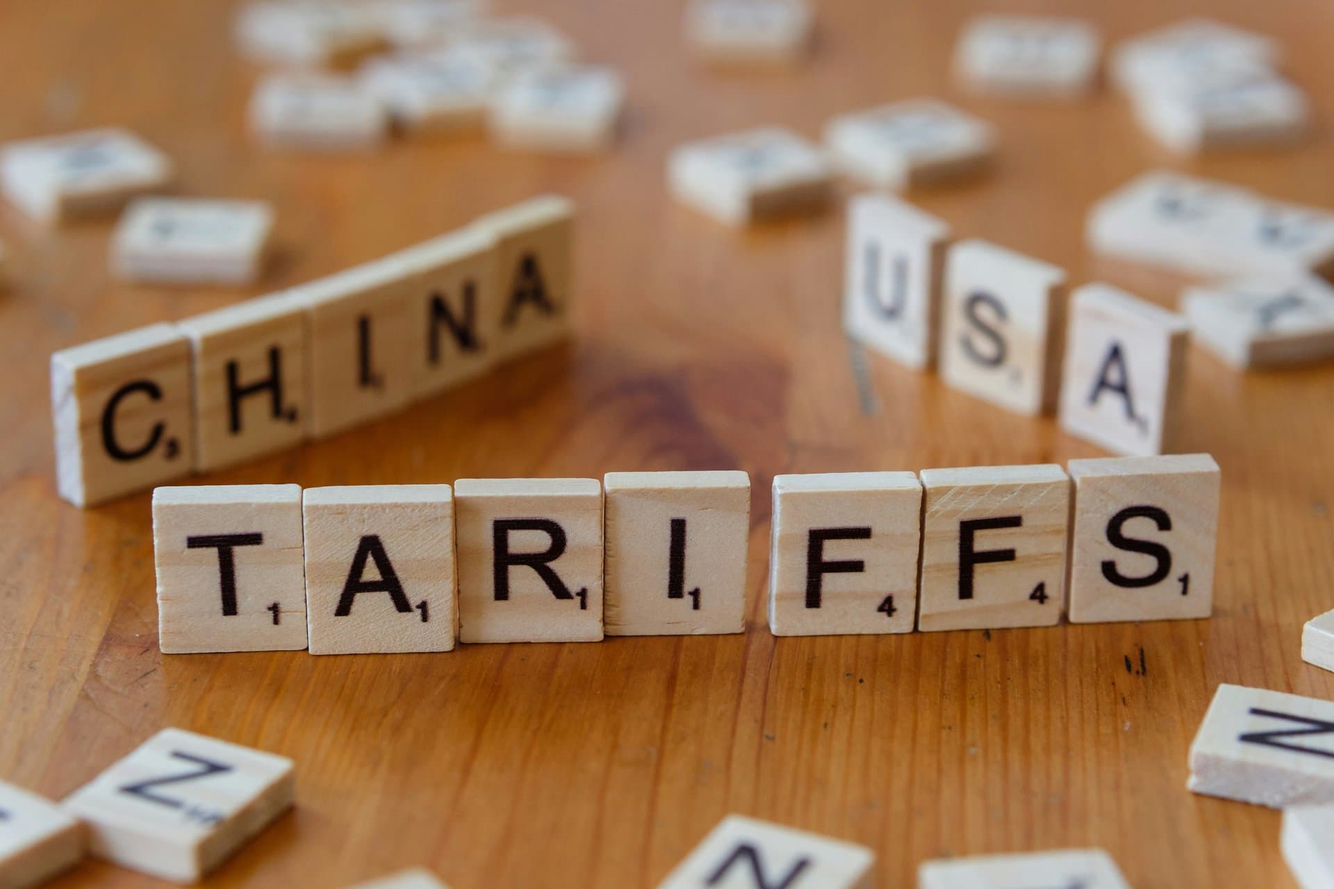 scrabble tiles spelling tariffs