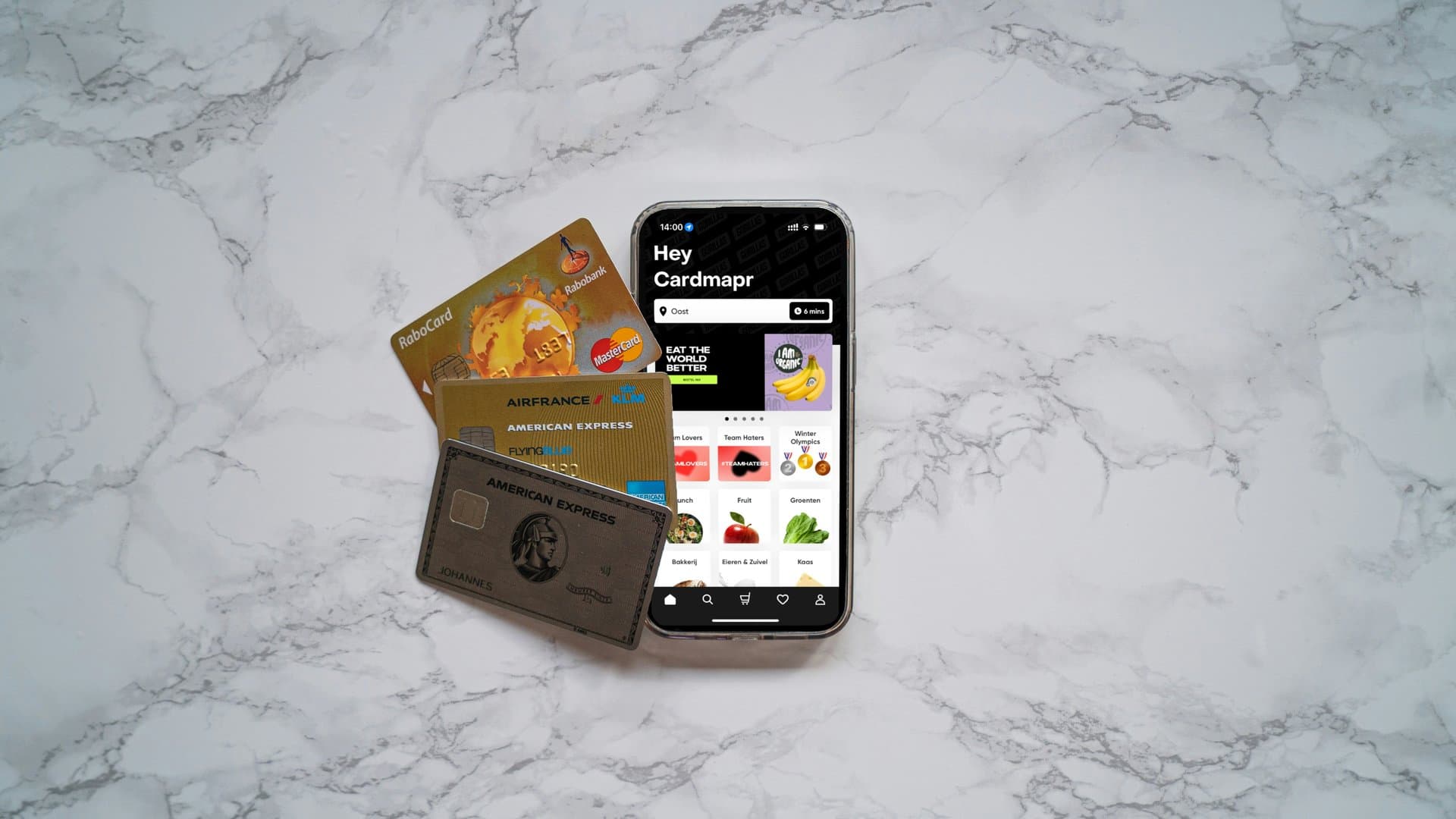 credit cards spread over a smartphone