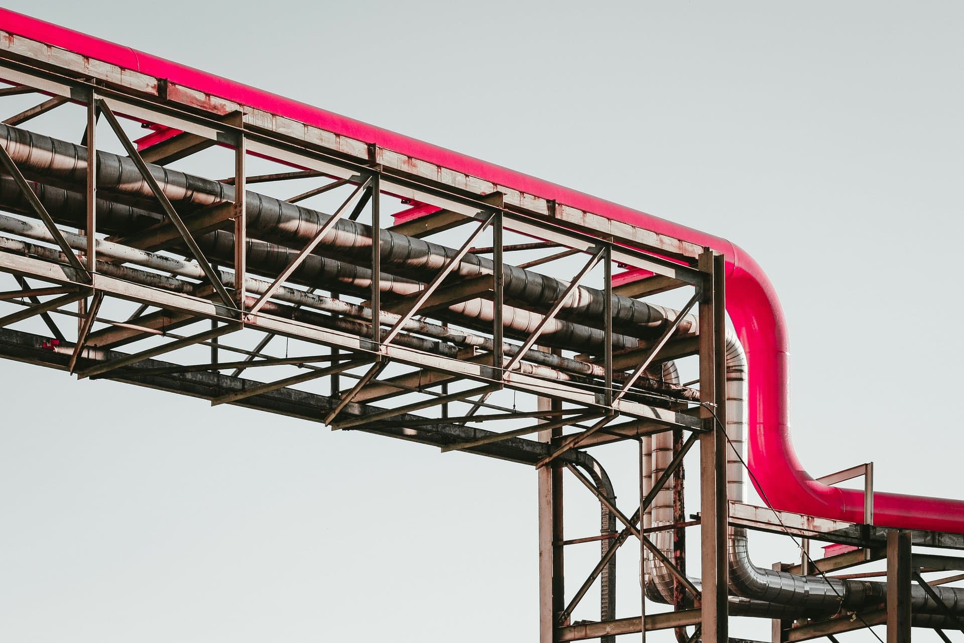 a red pipe through a gas pipeline