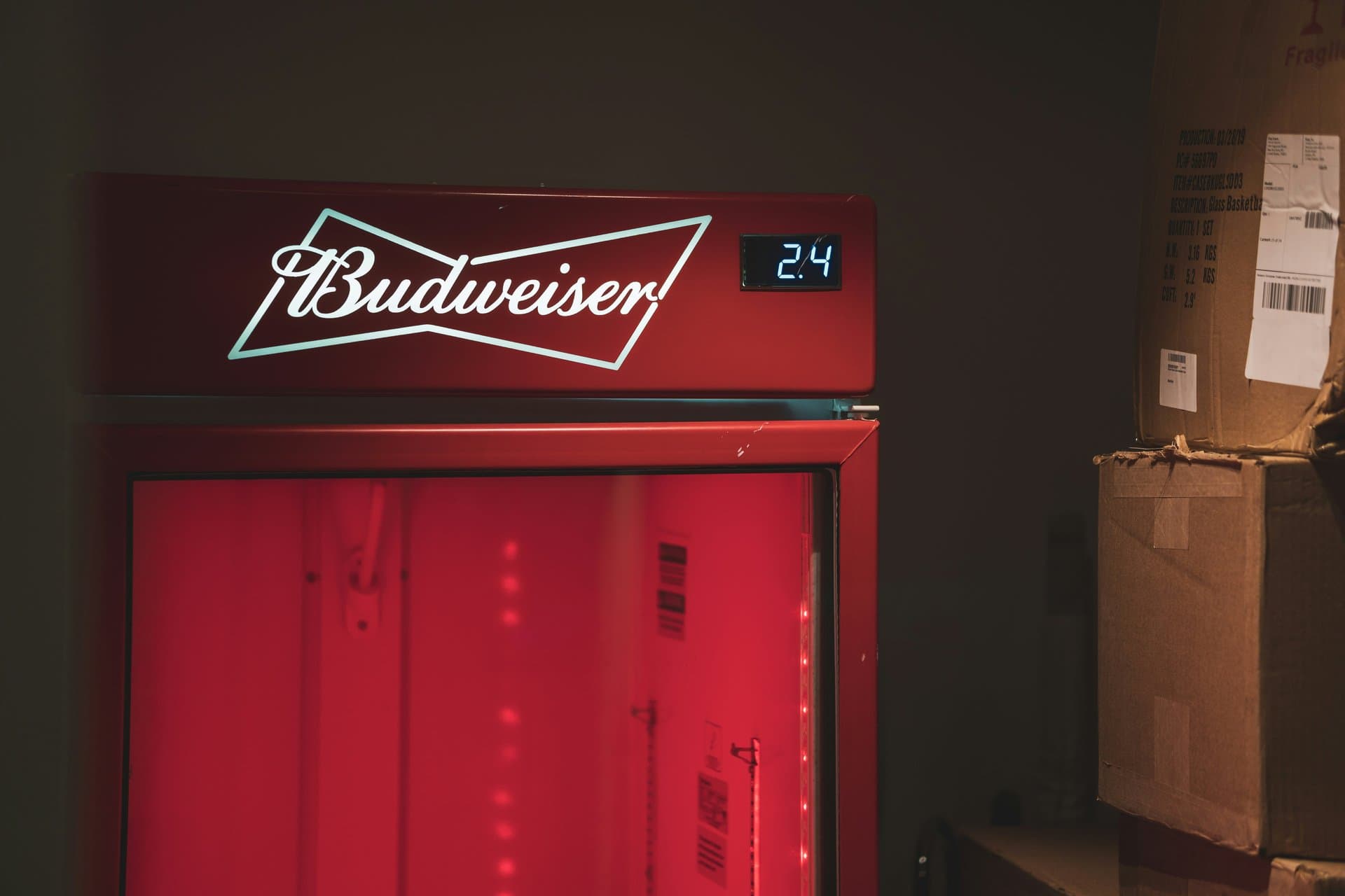 a red budweiser fridge