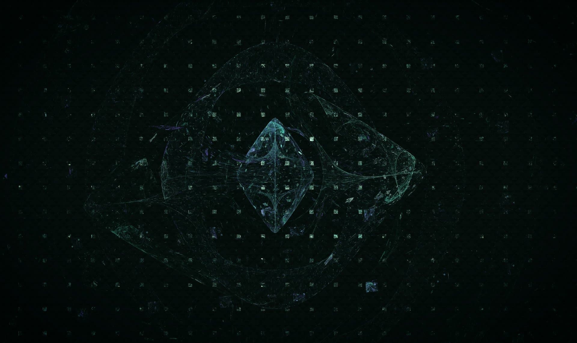 a black background with a blue and green design