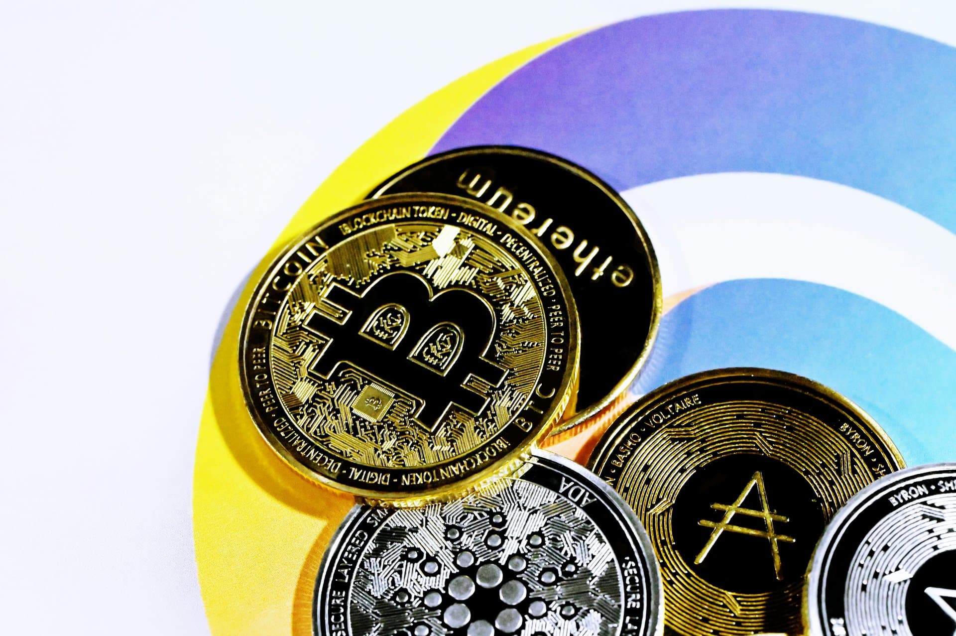 multi coins with crypto logos