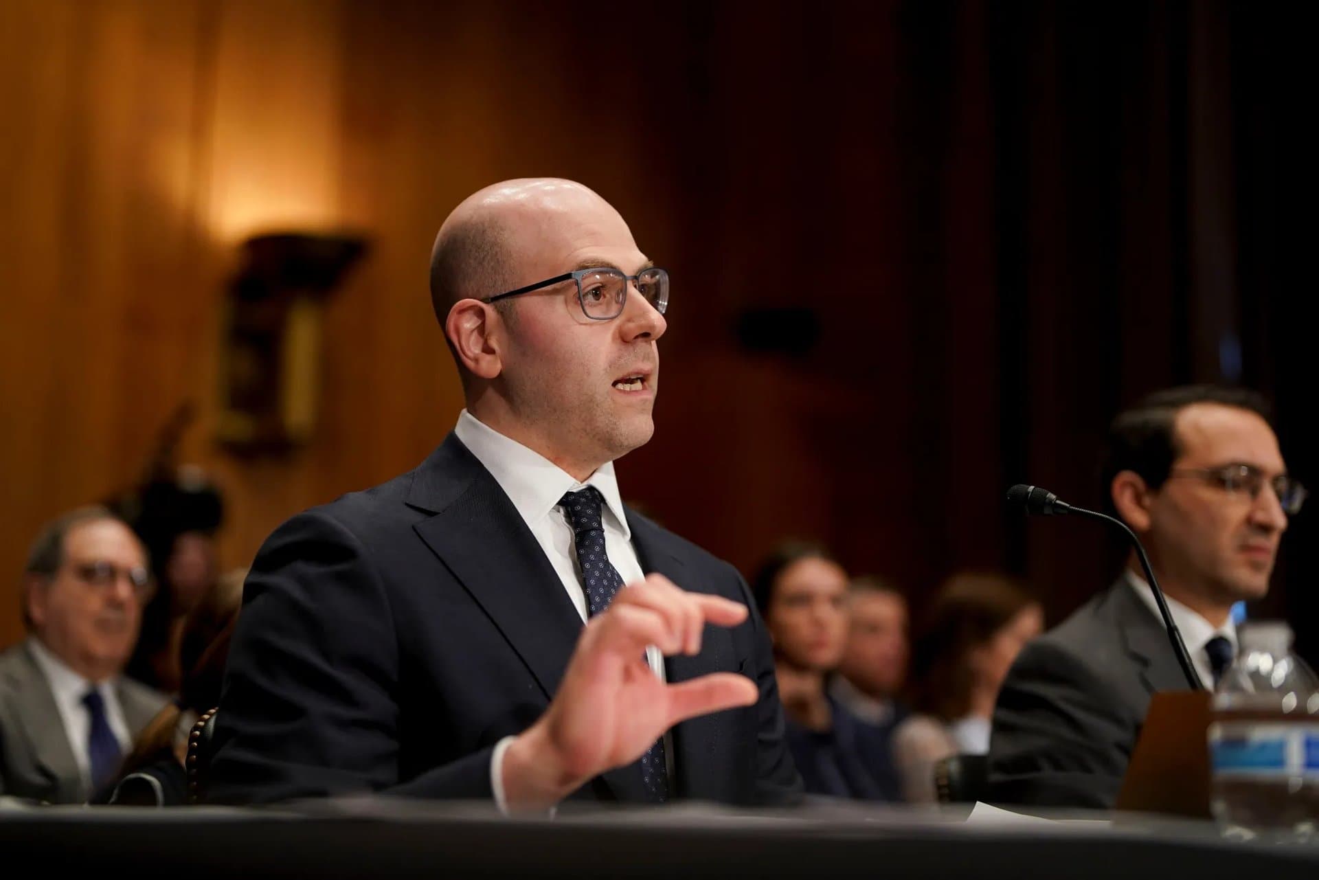 Stephen Miran speaking at an event