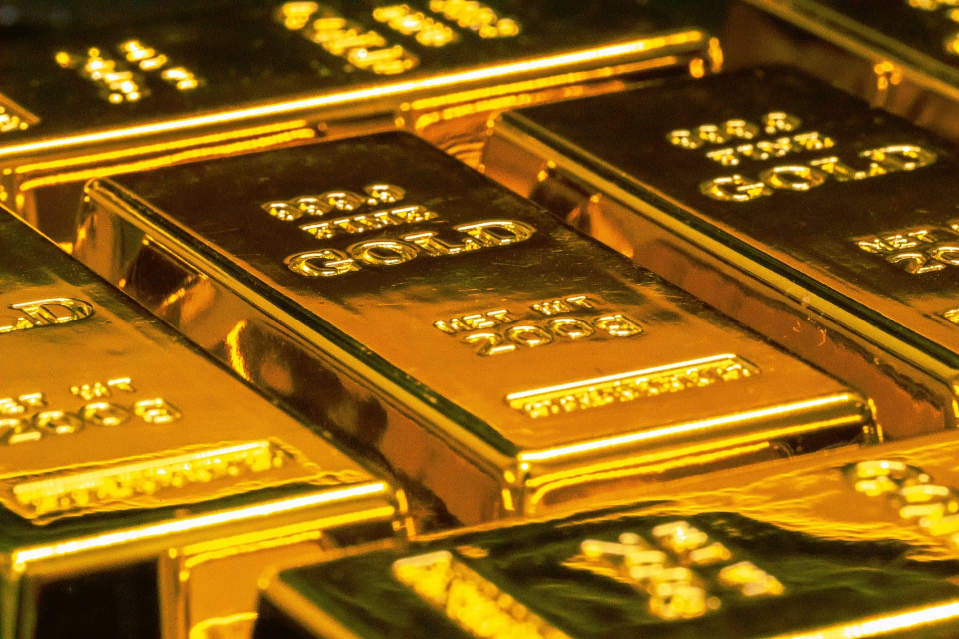 bricks of gold lined up