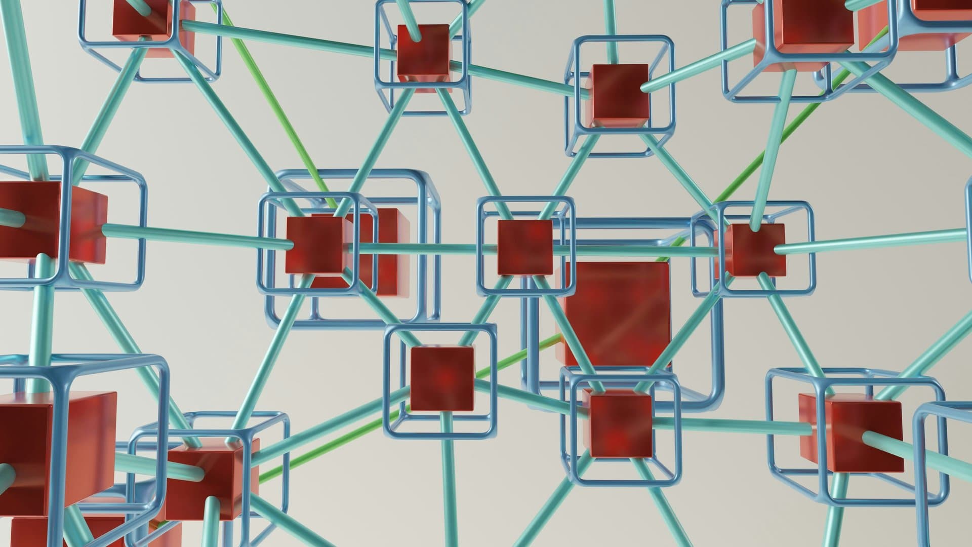 a 3d animation of cubes connected to each other