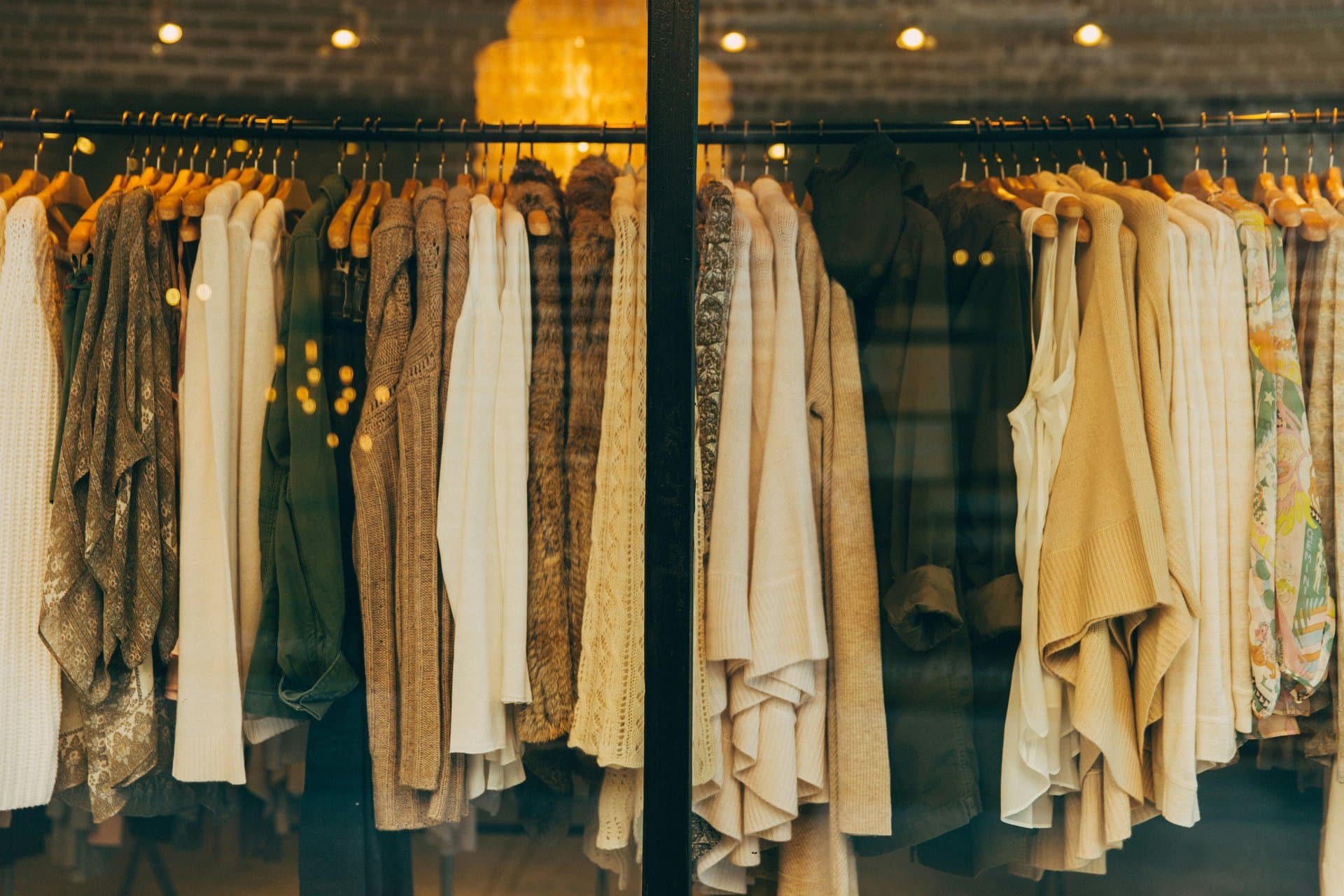 clothes lined up in a hanger