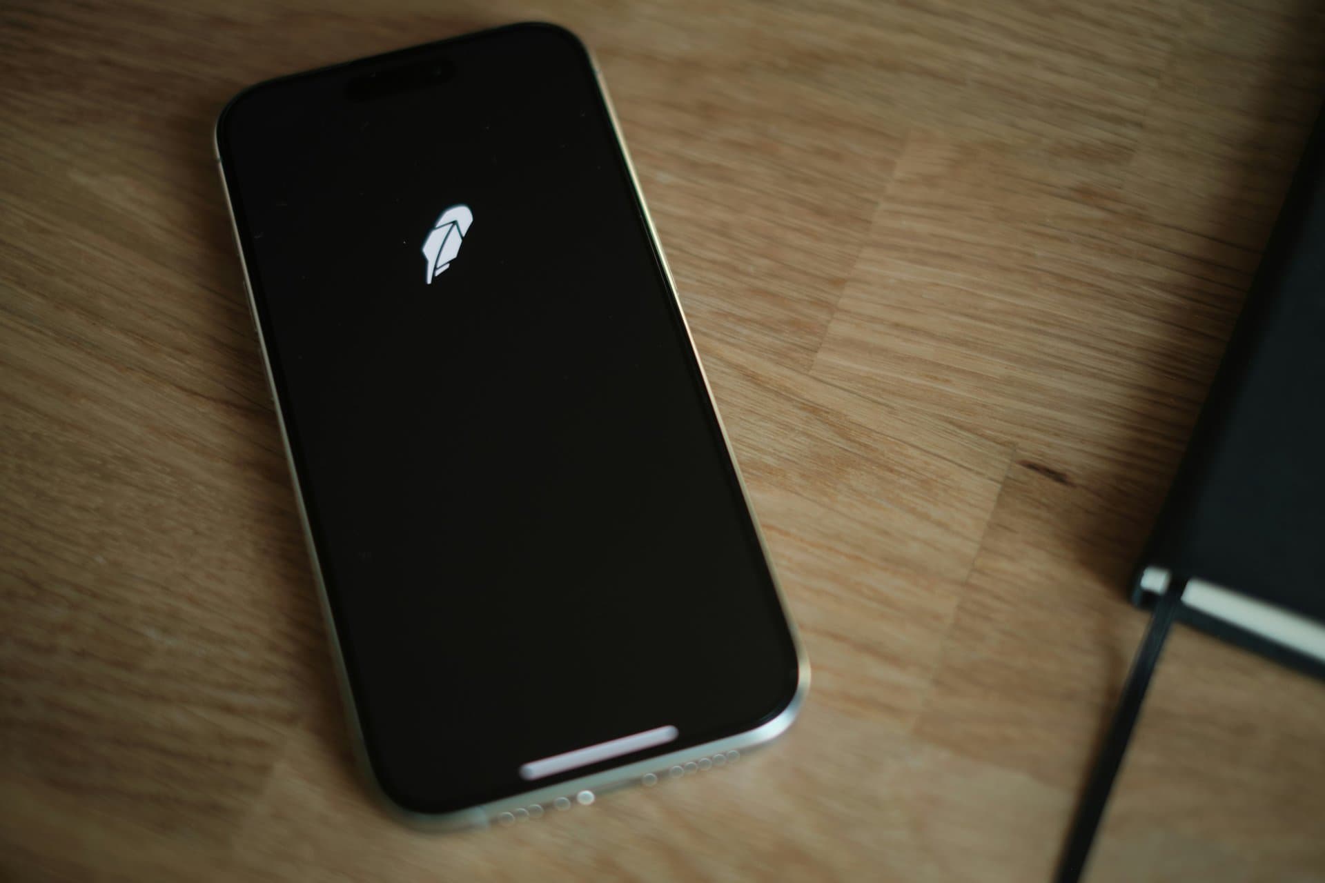Robinhood logo on a smartphone screen