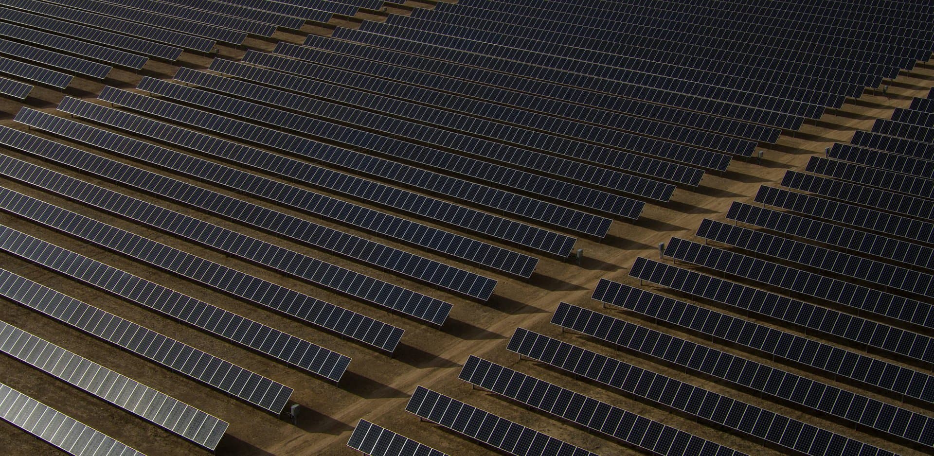 a top angle shot of a solar farm