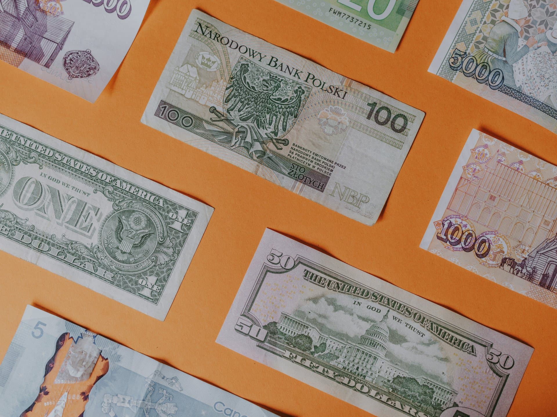 an assortment of banknotes