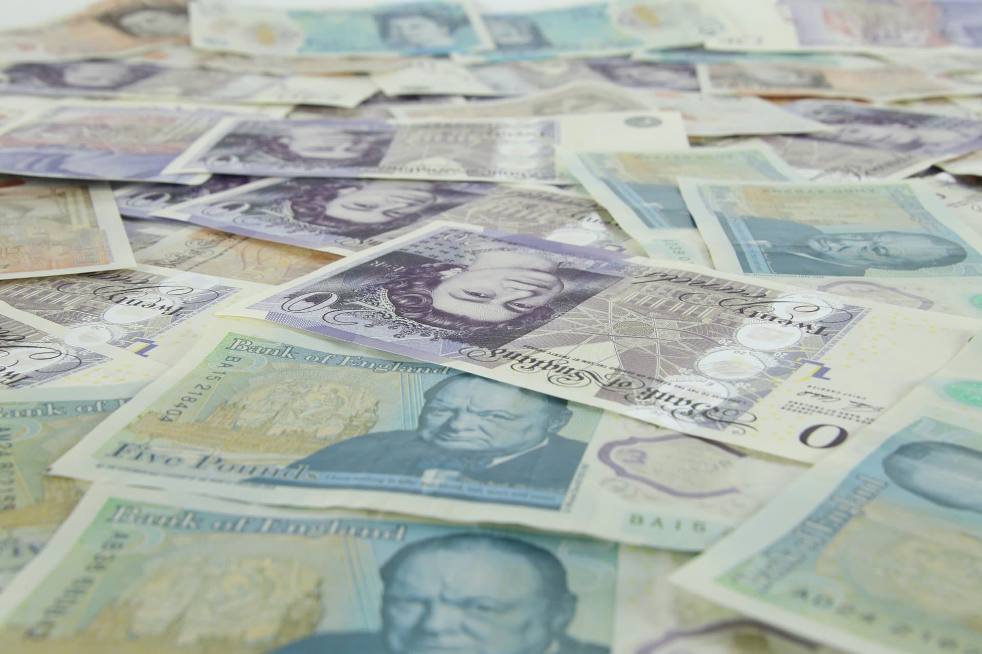 a spread of banknotes issued by Bank of England