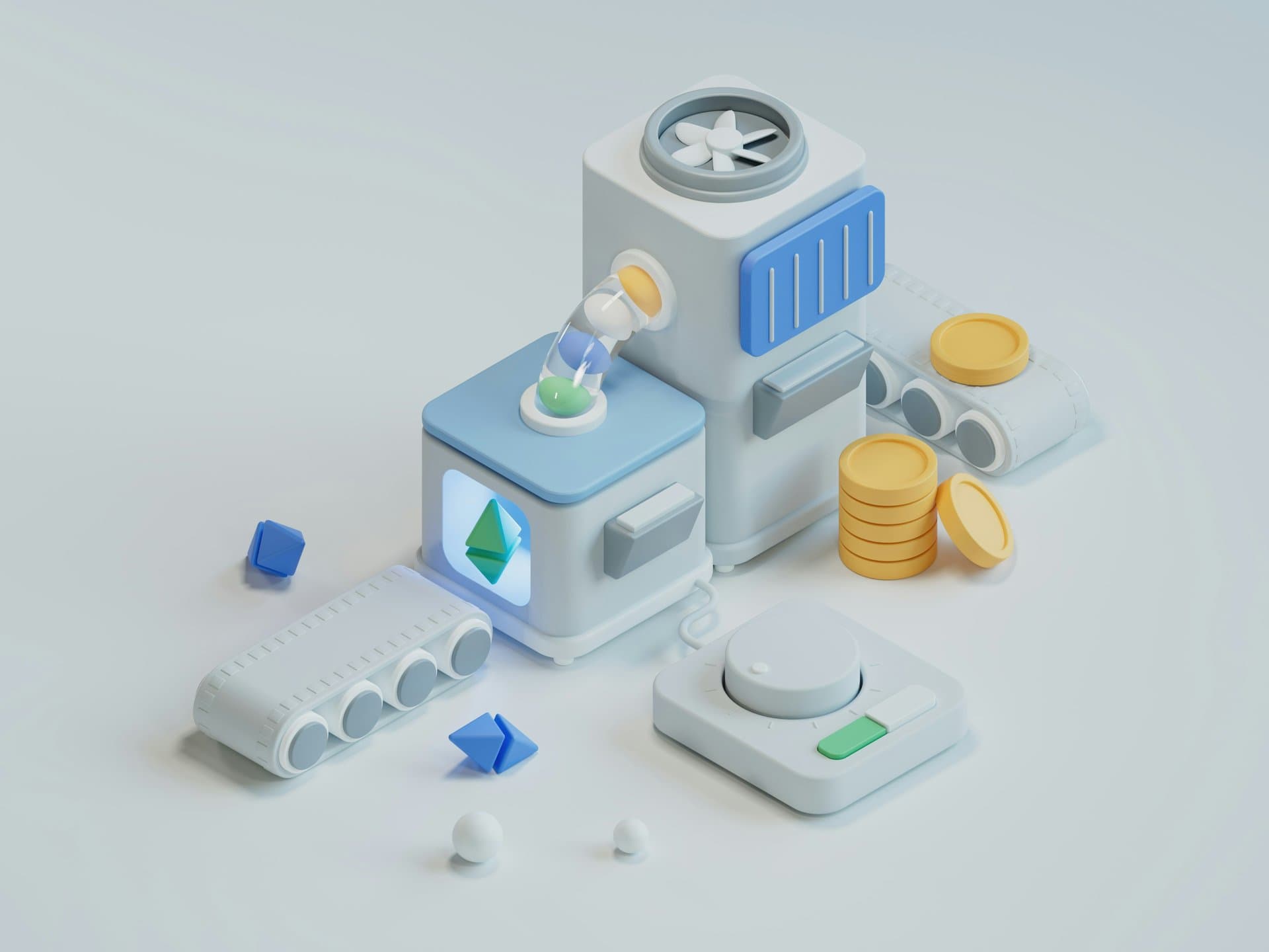 3d rendering of crypto machine