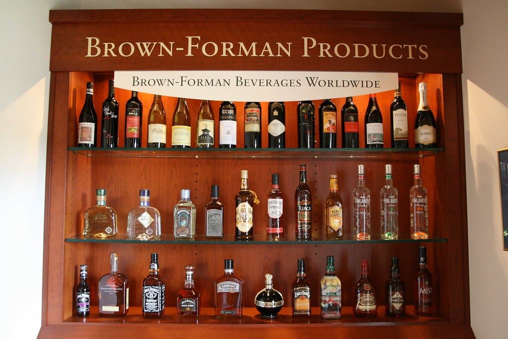 a collection of Brown Forman beverage products
