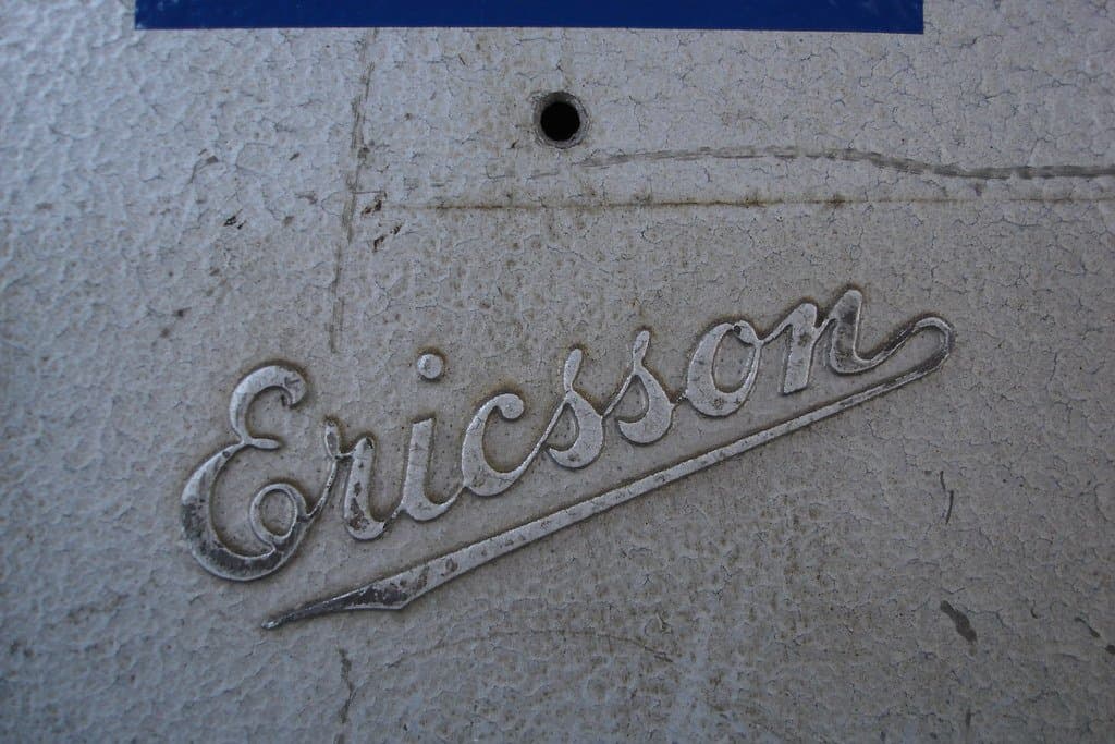 vintage ericsson logo on metal