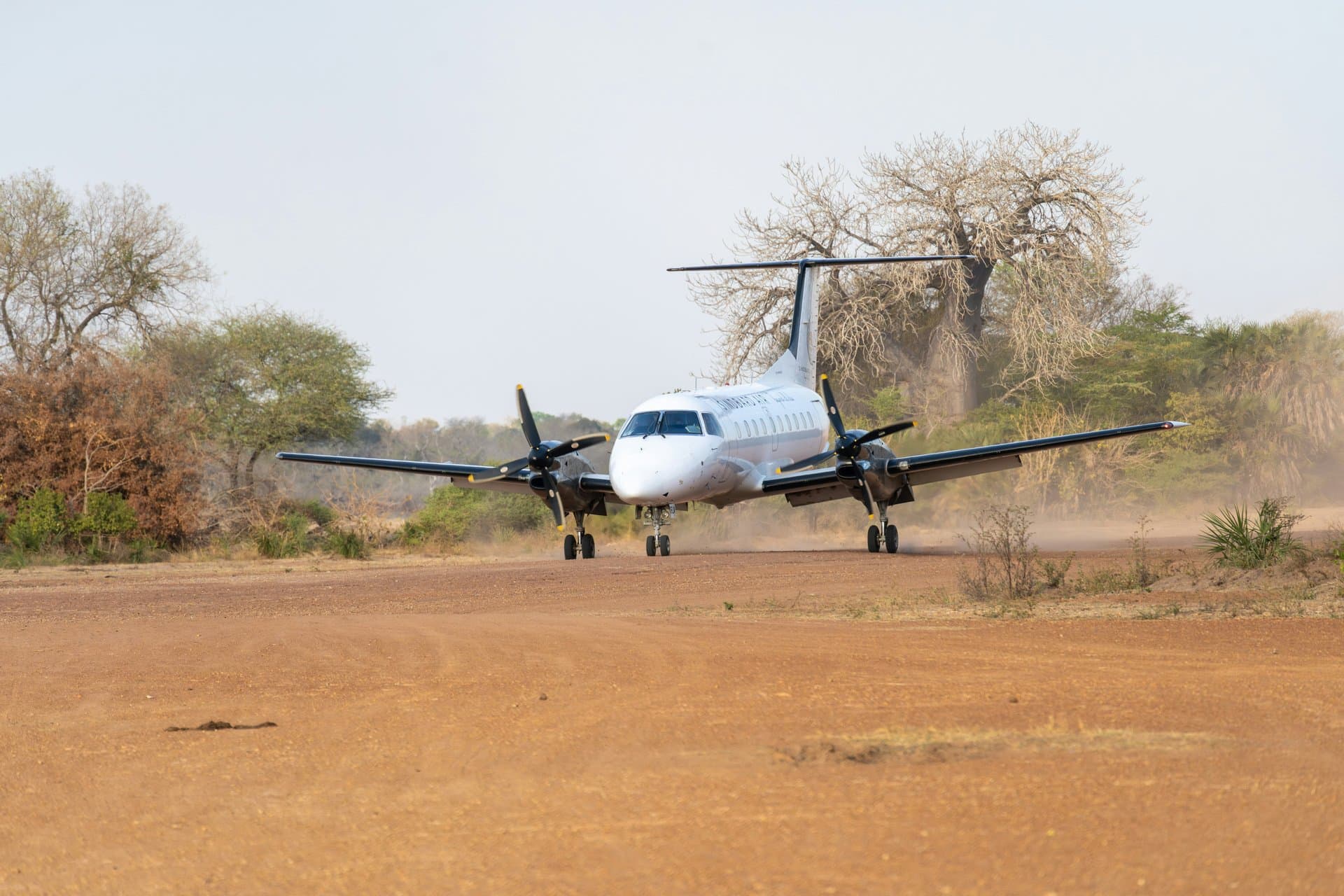 a mini plane taking off