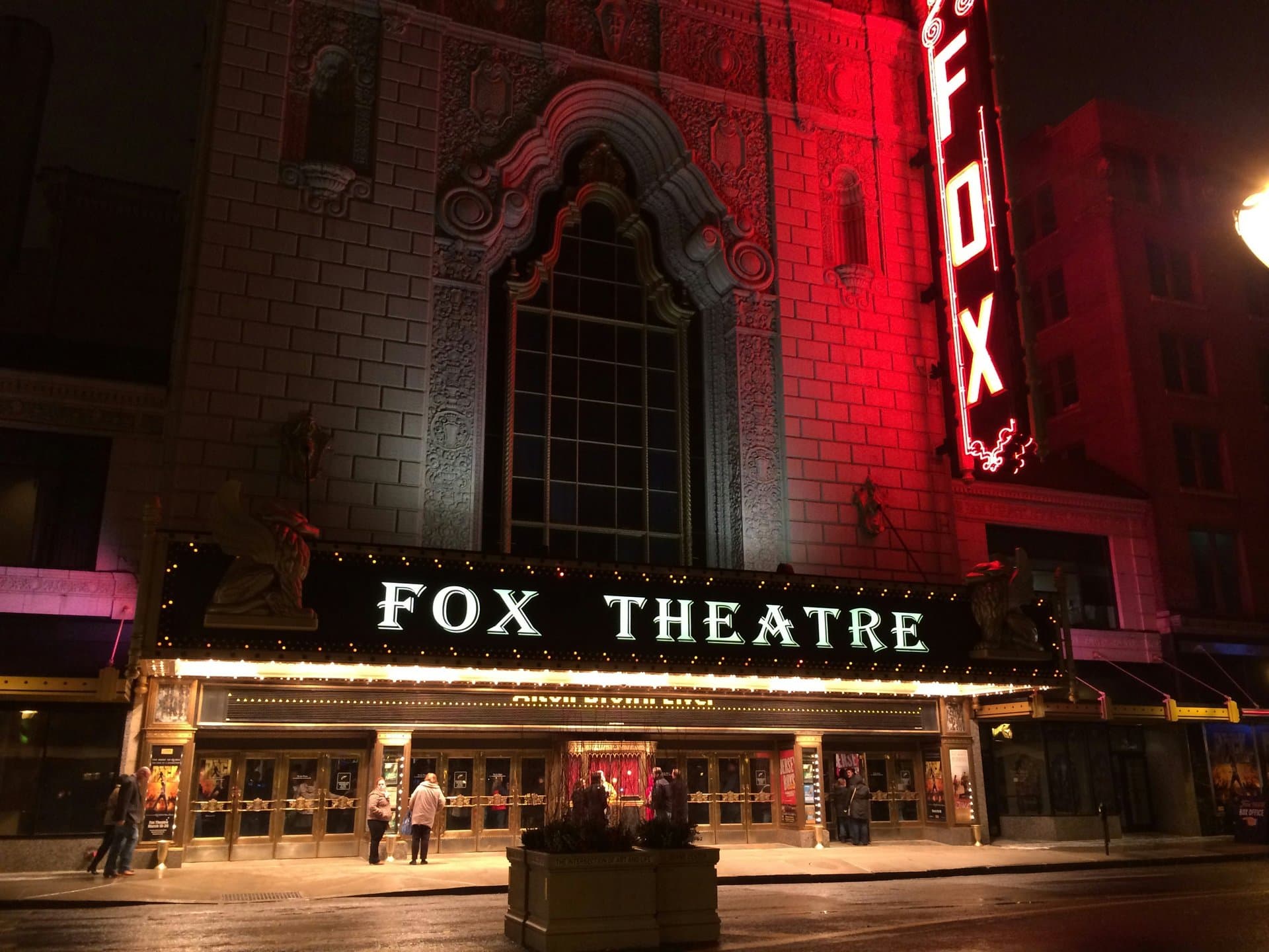 a theatre at night