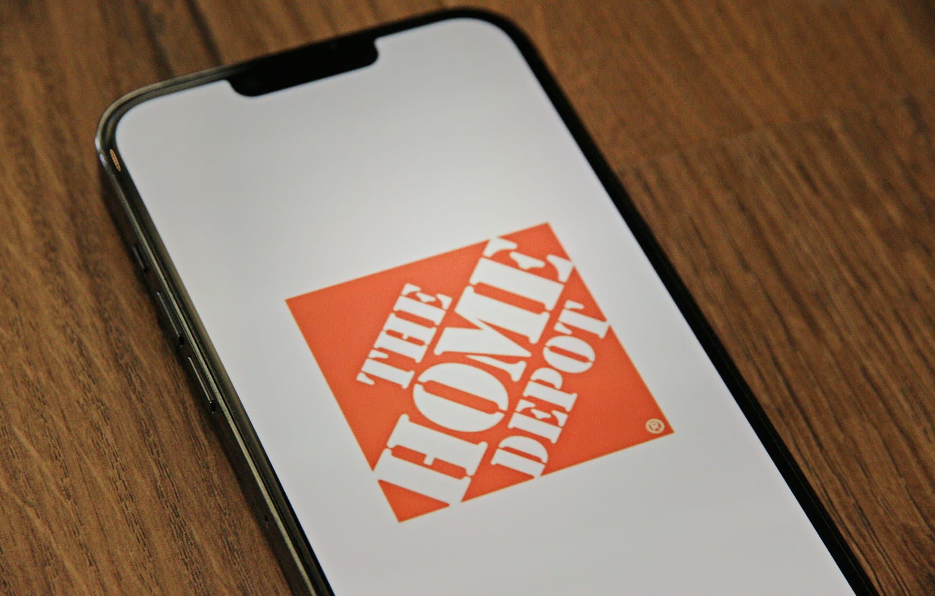 a smartphone with home depot logo