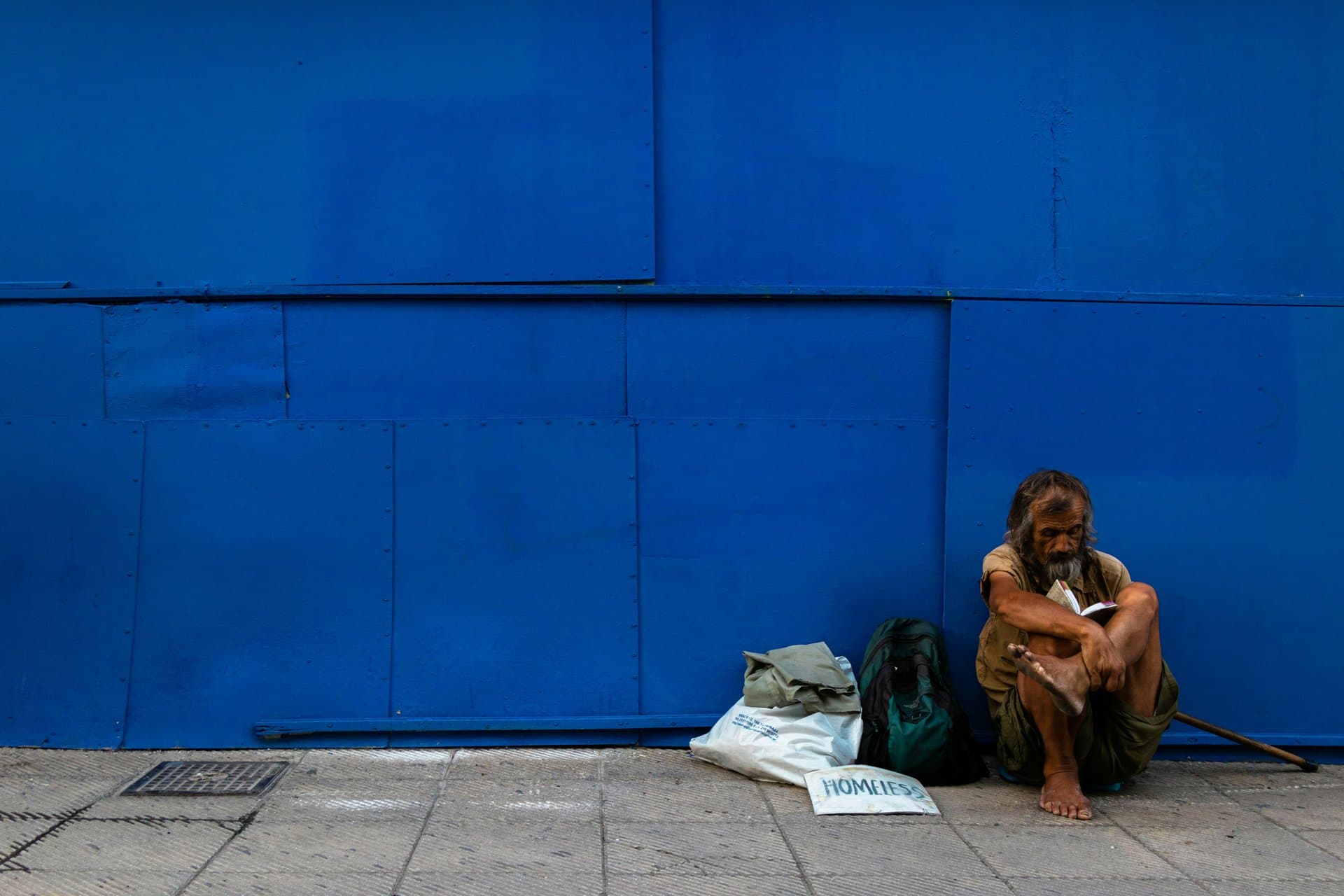 a homeless man on the streets