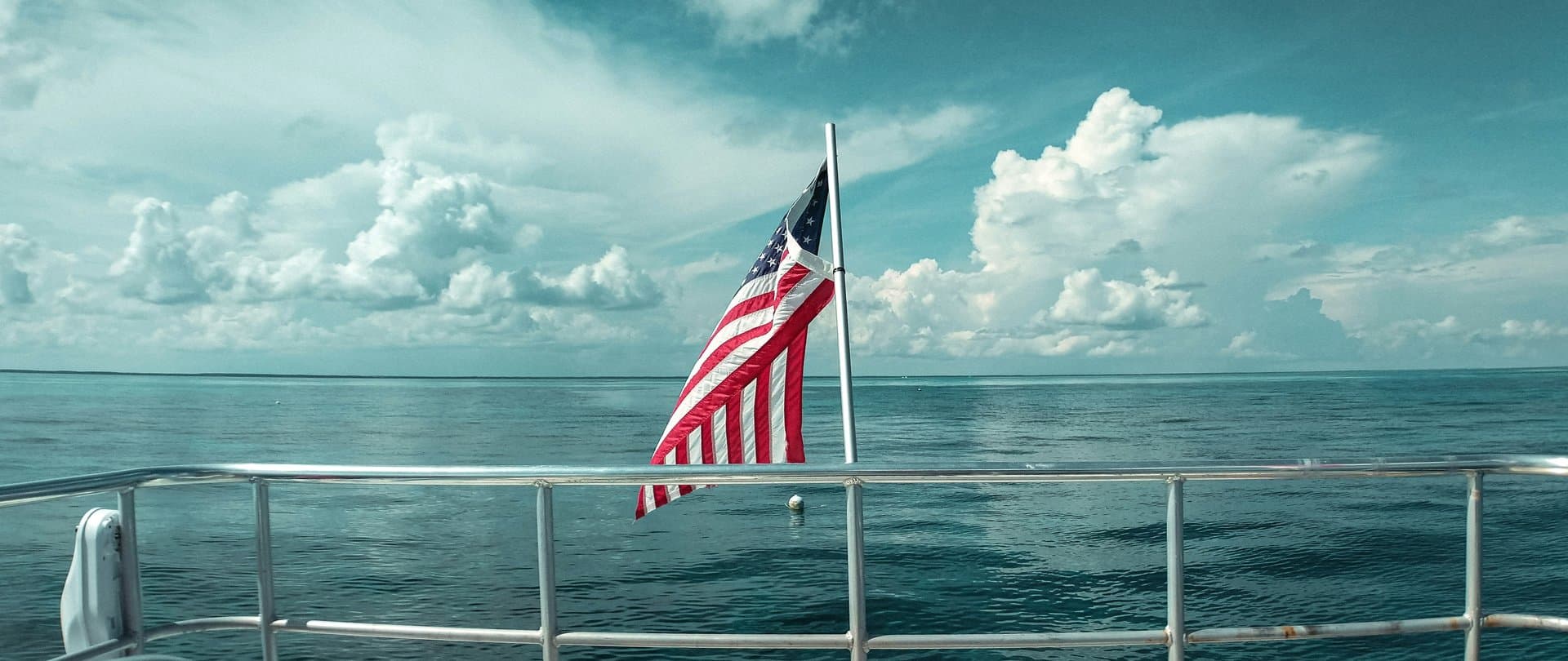 american flag on a ship board