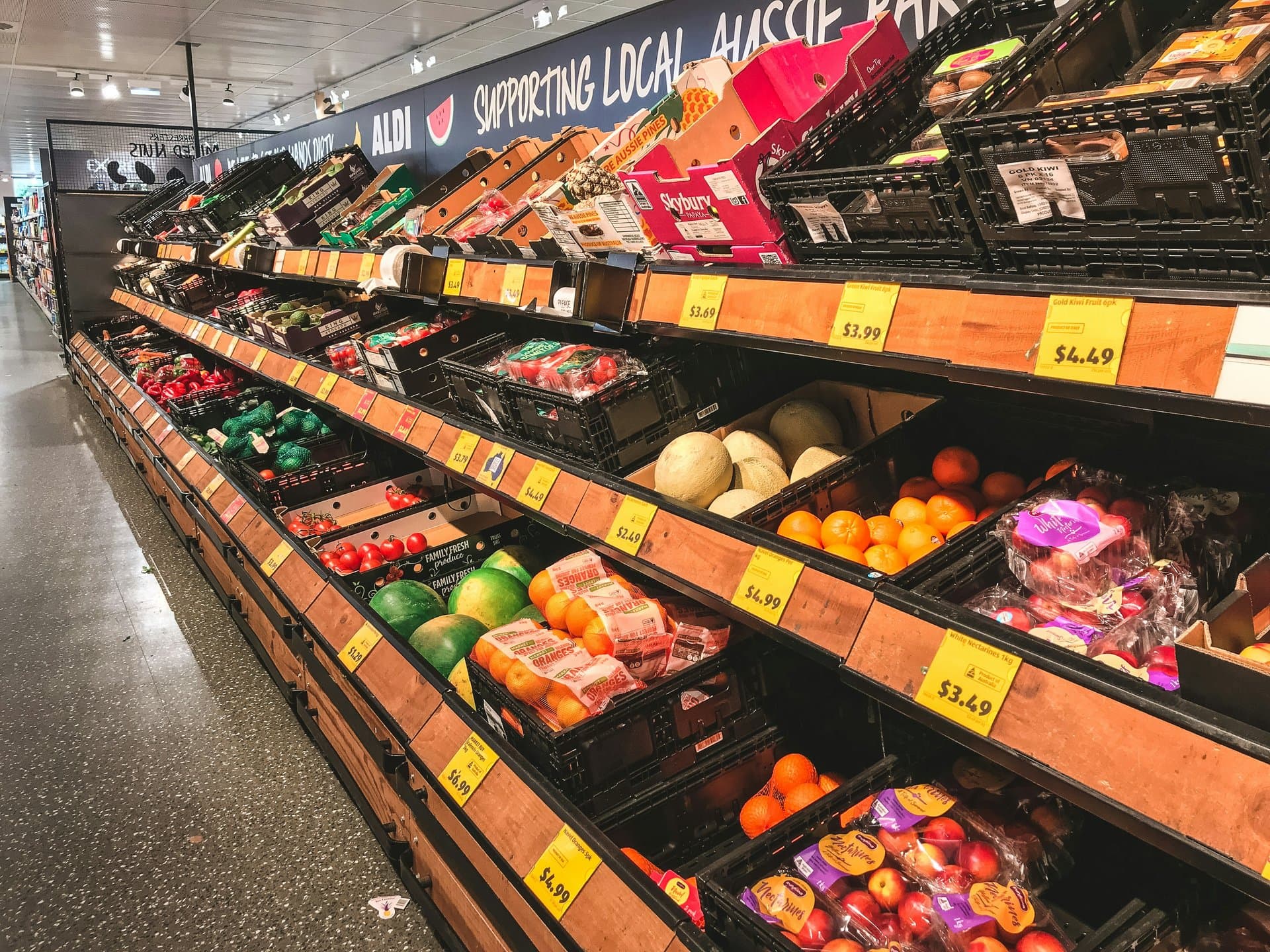a vegetable alley in a supermarket