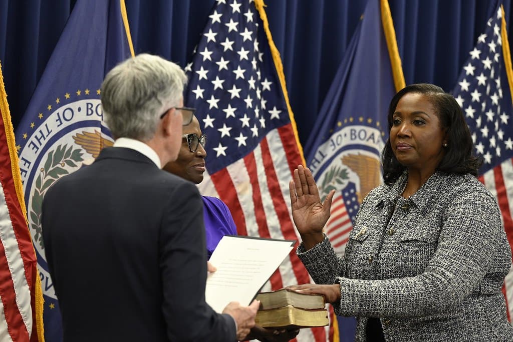 an african american woman taking an oath in white house