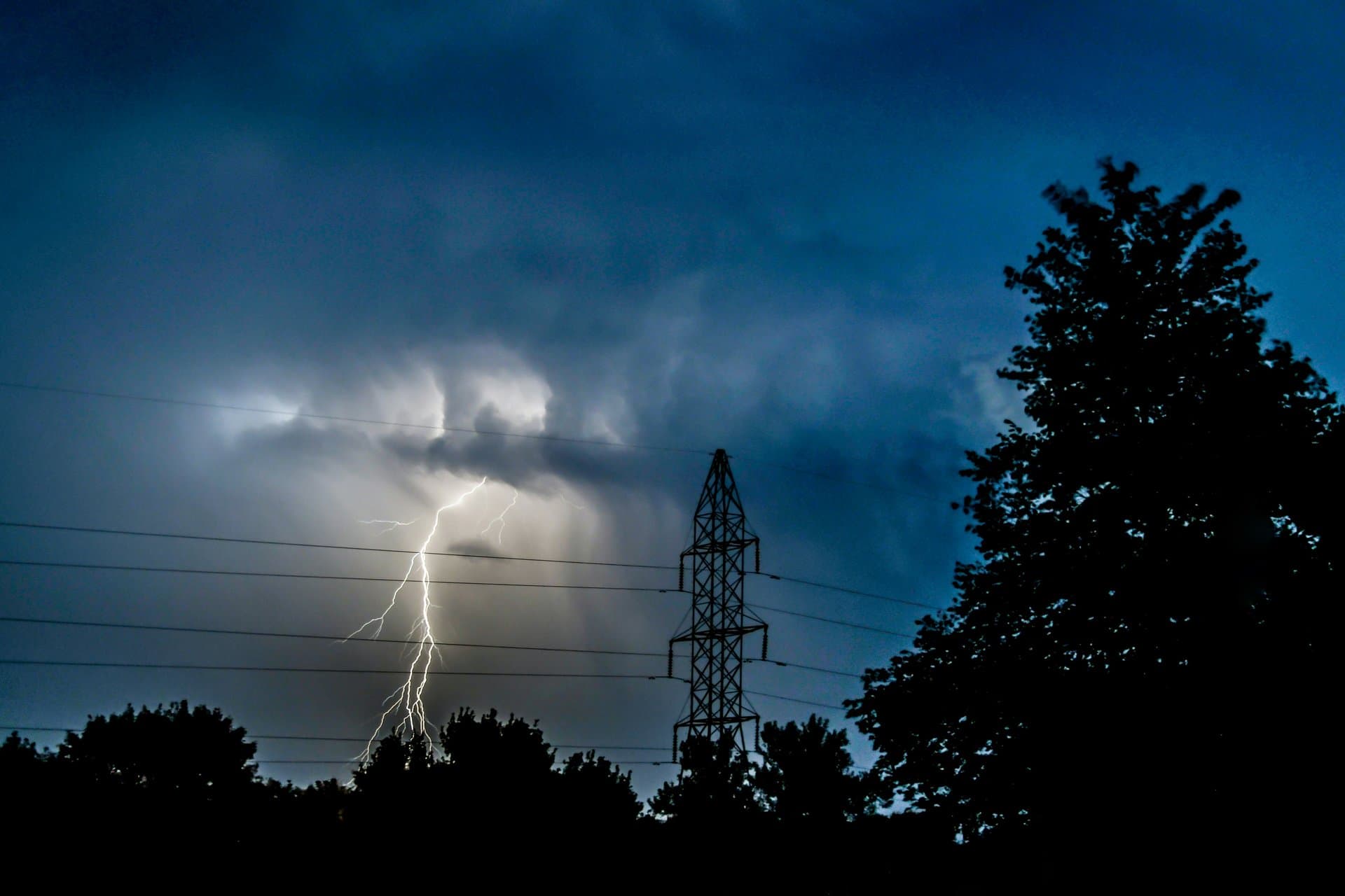 lightning near electric grid