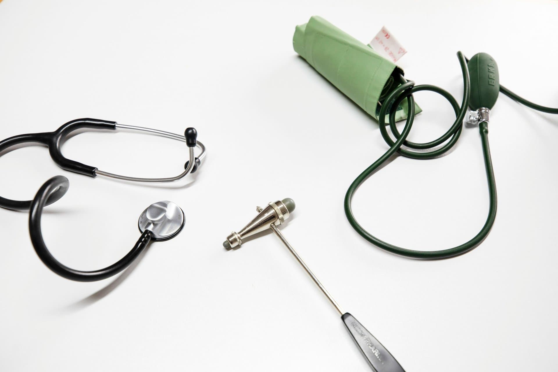 medical equipment on a white table