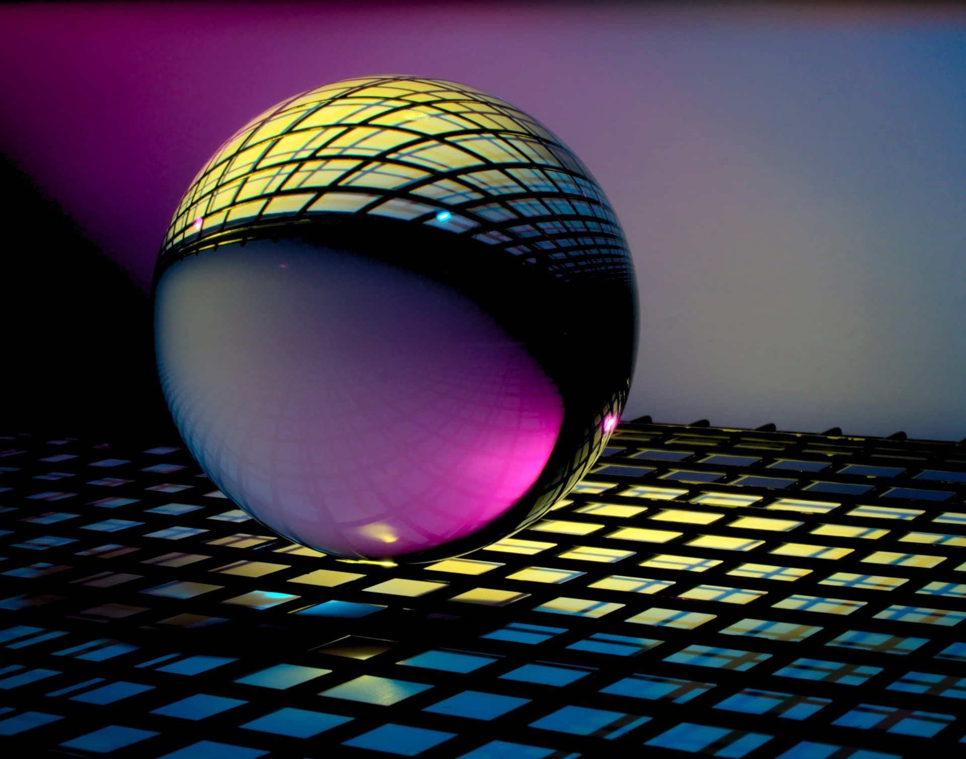 glass sphere on a grid