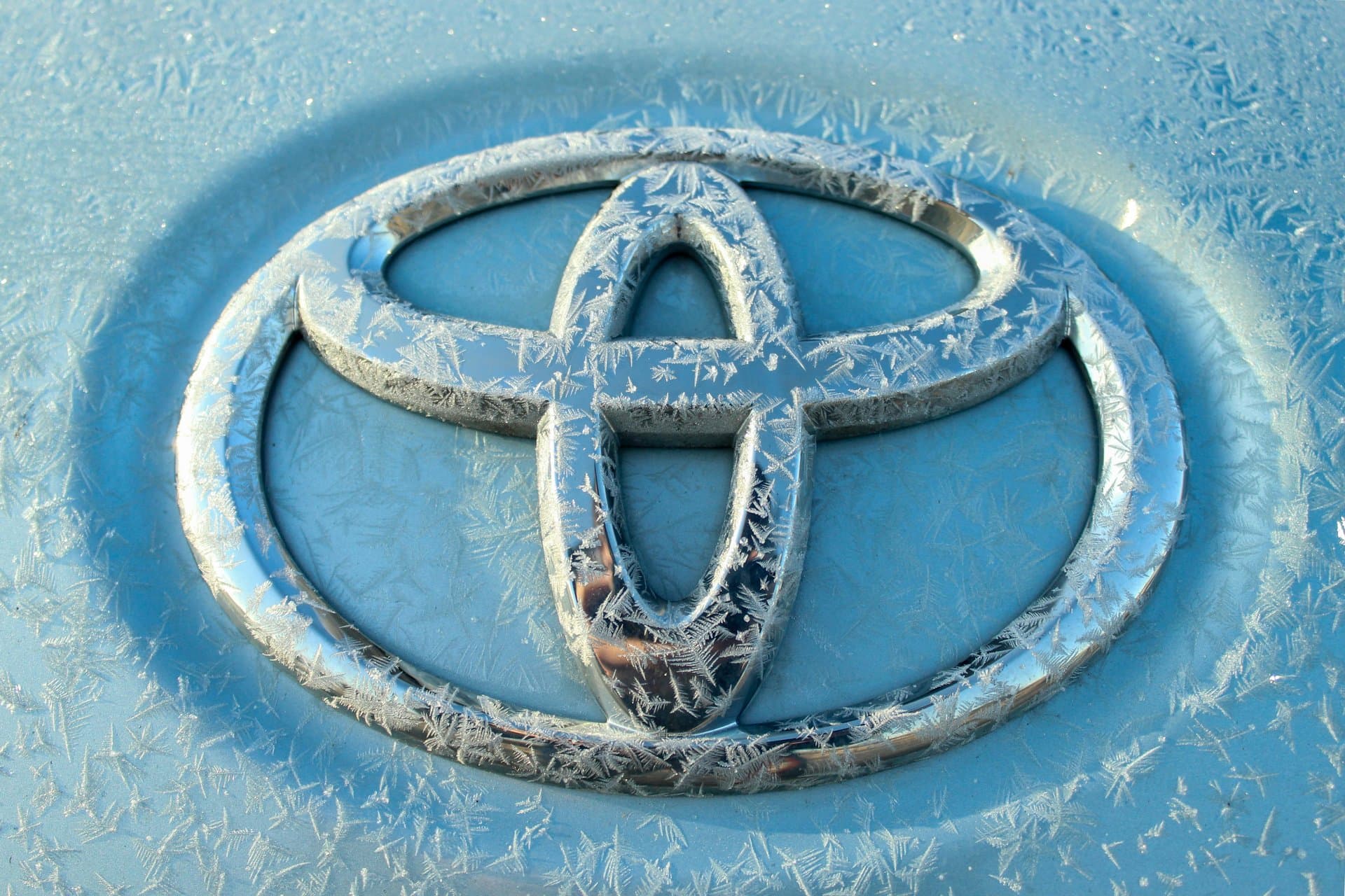 a frozen Toyota car logo