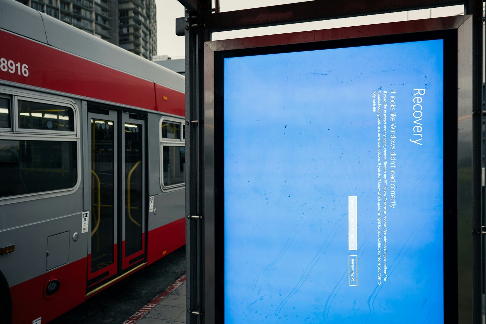 a bus stop hoarding malfunction