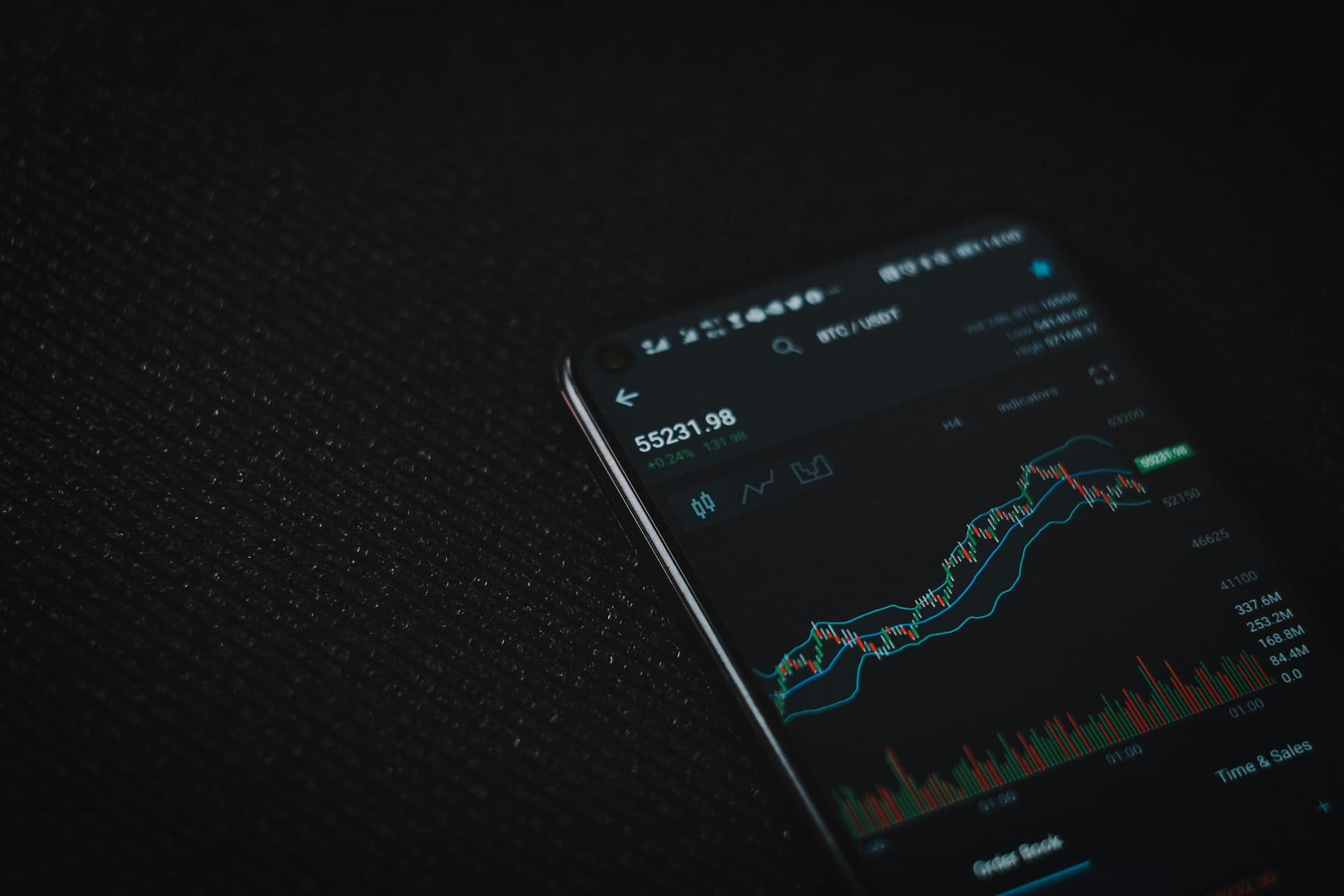 a phone screen with stocks charts
