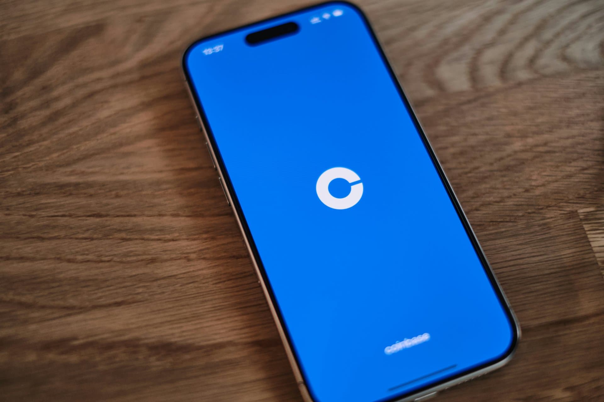 coinbase logo on a smartphone screen
