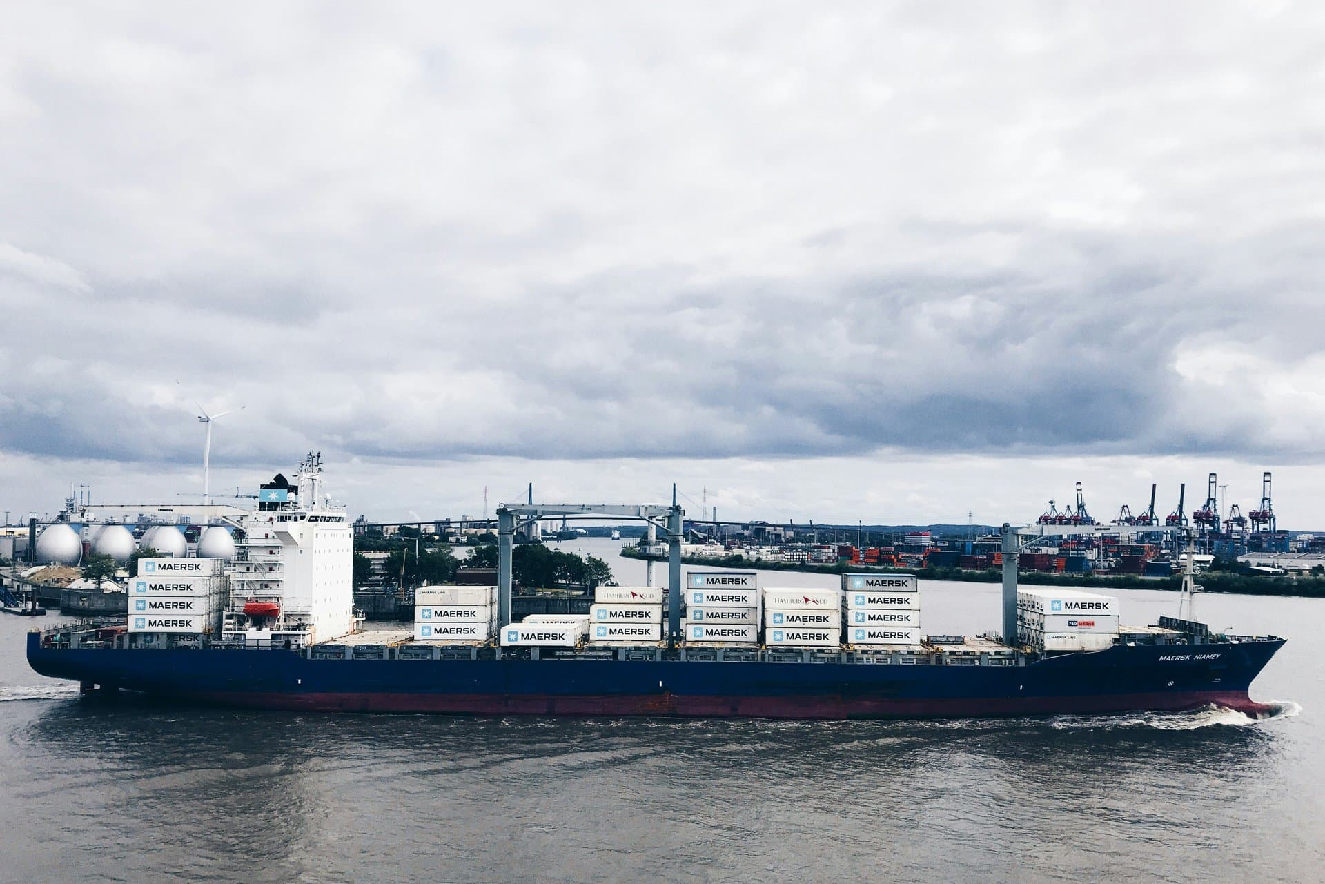 a cargo ship passing through stream