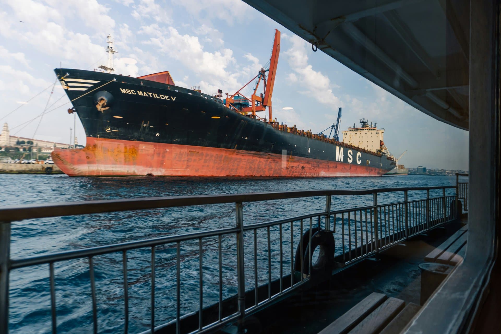 a cargo ship passing by