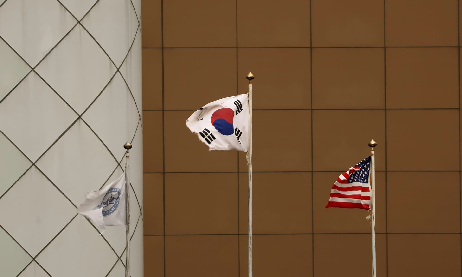 south korean and american flags