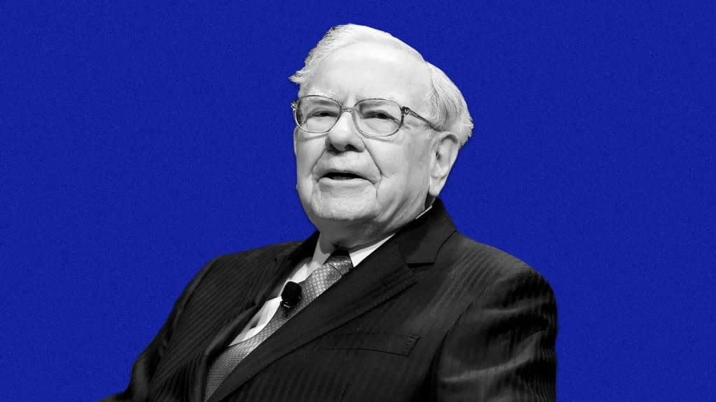warren buffet's portrait on a blue background