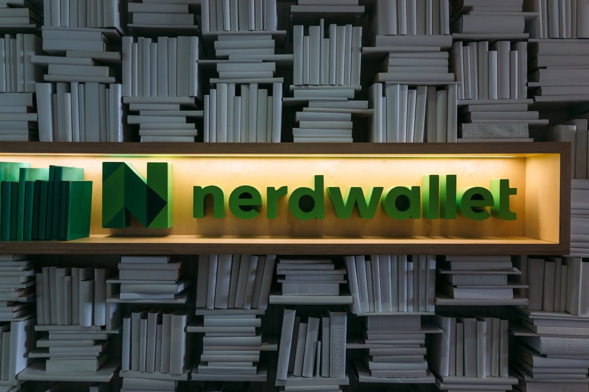 Nerdwallet logo on a wall