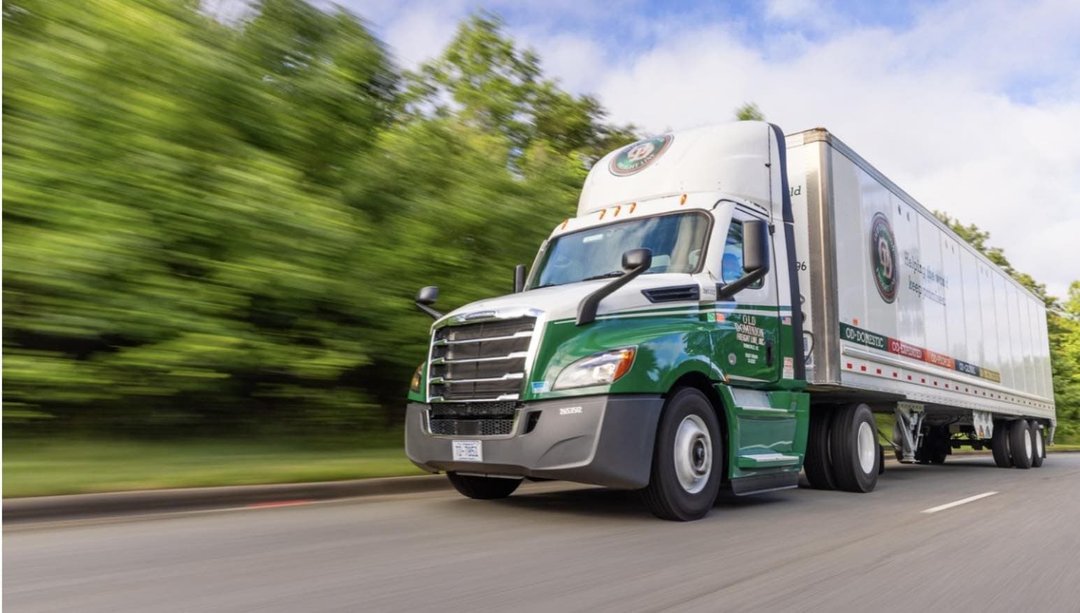 freight truck in motion