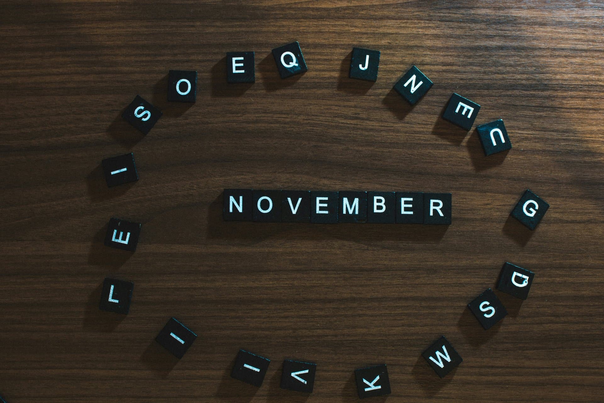 alphabetical tiles spelling november